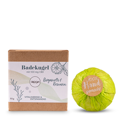 CBD Badekugel 90mg CBD Bergamotte & Rosmarin,  handgefertigt