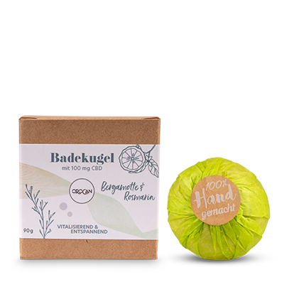 CBD Badekugel 90mg CBD Bergamotte & Rosmarin,  handgefertigt